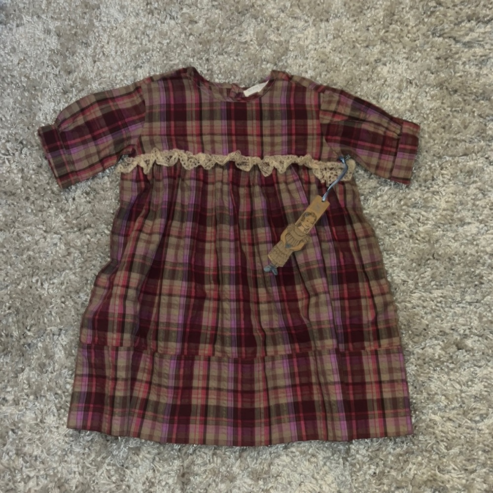 Blu Pony Vintage plaid kids girls  dress size 5